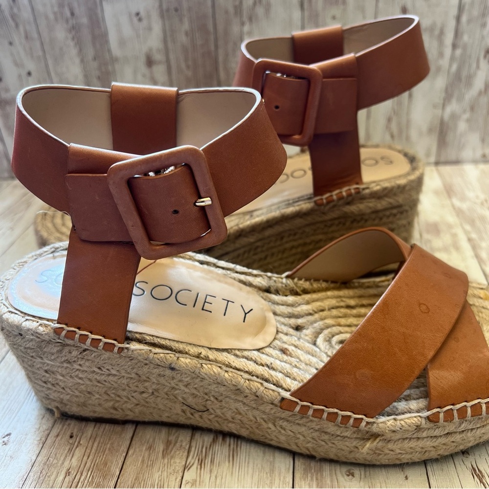 Brown strap wedges with buckle (sz 9.5) - Picture 2 of 11